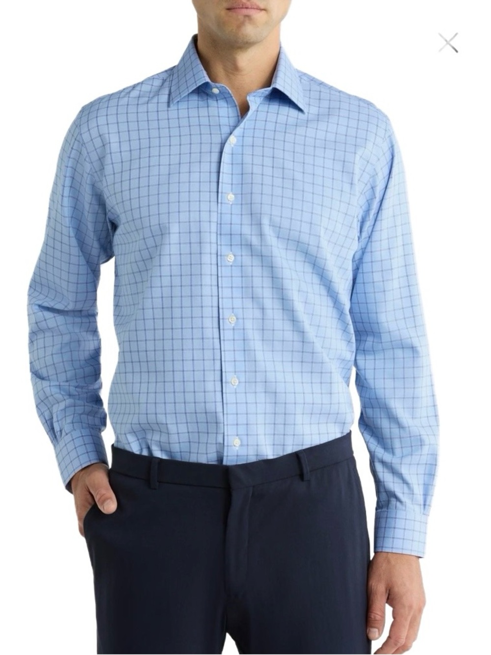 Brooks Brothers Light Blue Windowpane Dress Shirt